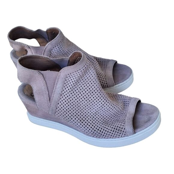 Sofft Suede Peep-Toe Comfort Sneaker Wedges Basima Dusty Pink Perforated Cushy 9 - Picture 12 of 15